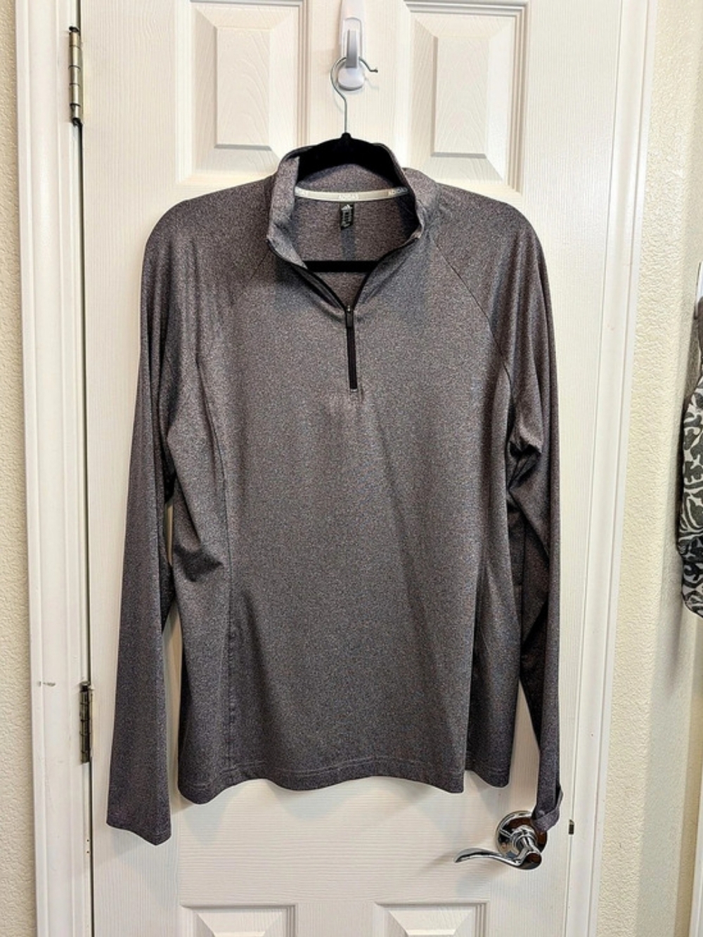 Adidas Women's Purple Quarter-Zip Pullover Long Sleeve Top